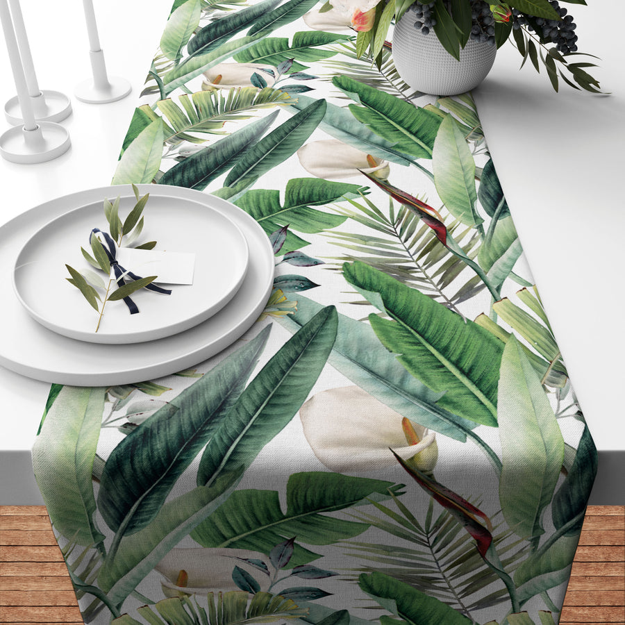 Green Leaves and Lilies Runner