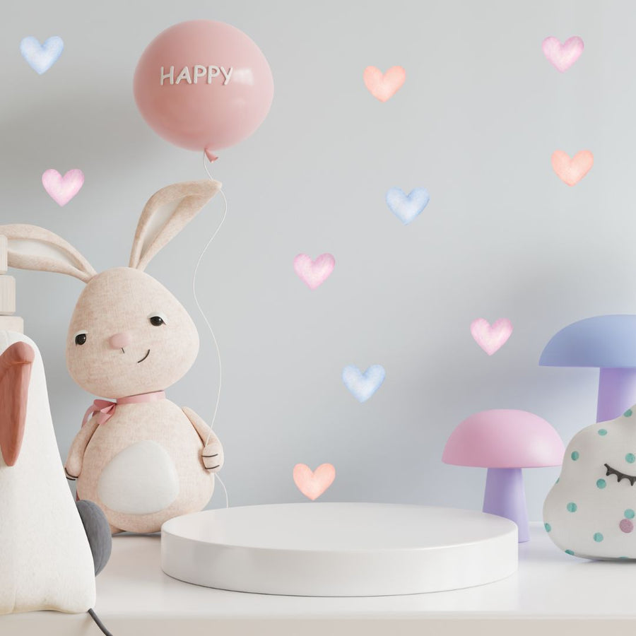 Multi-Coloured Hearts Wall Stickers