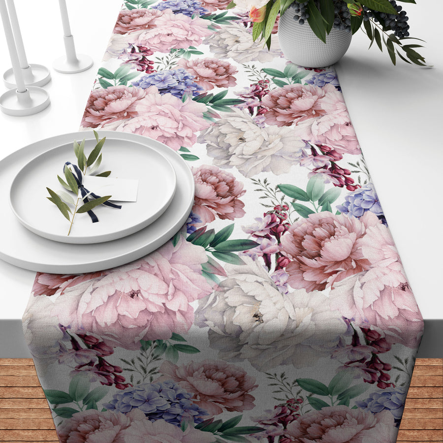 Peonies and Hydrangeas Runner