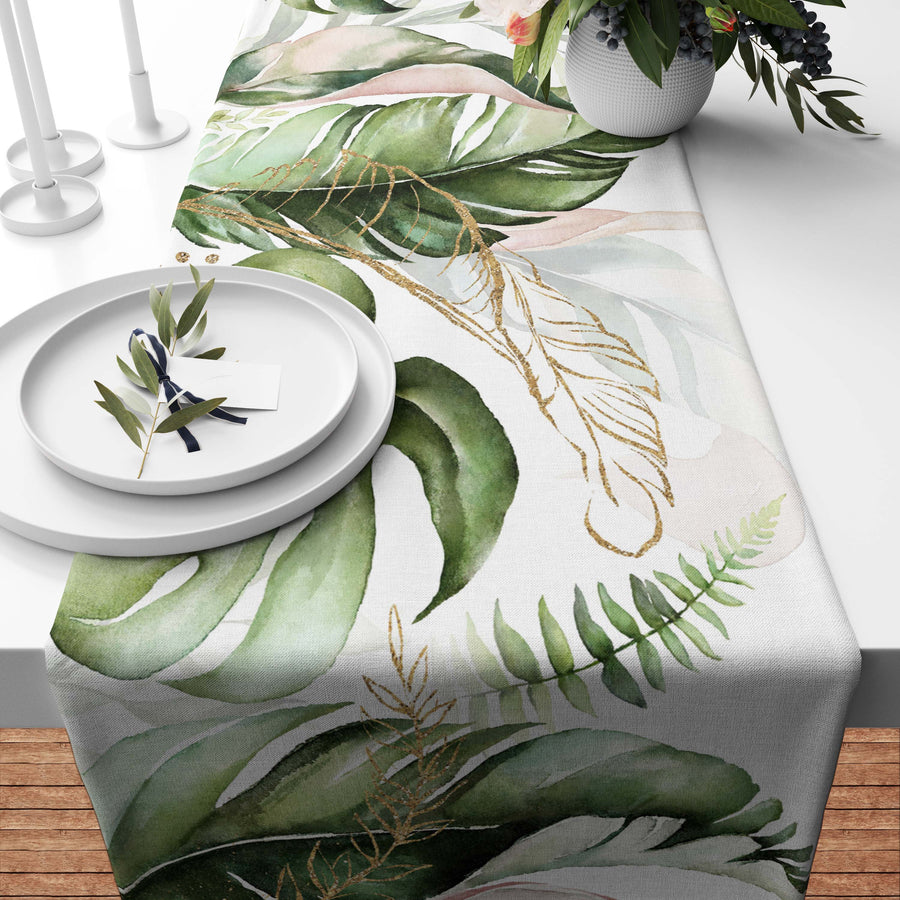 Pink and Green Leaves Runner