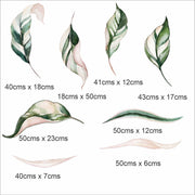 Green and Pink Leaves Wall Stickers