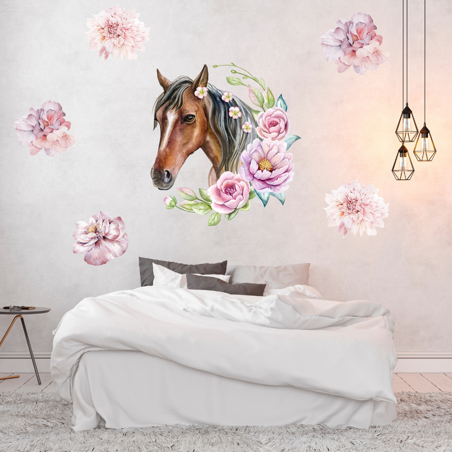 Flower Horse Wall Stickers