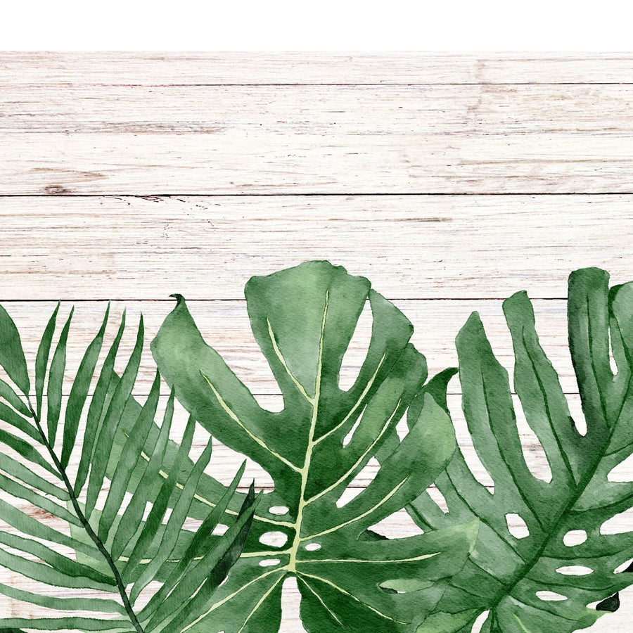 Monstera Leaves Whitewash Wood Placemats