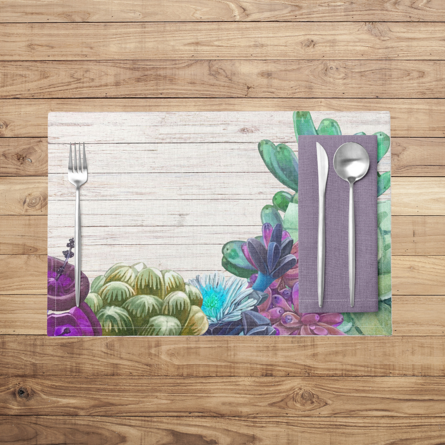 Whitewash Wood Succulants Placemats