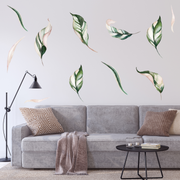 Green and Pink Leaves Wall Stickers