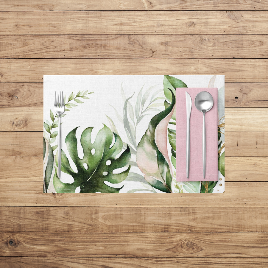 Pink and Green Leaves Placemats