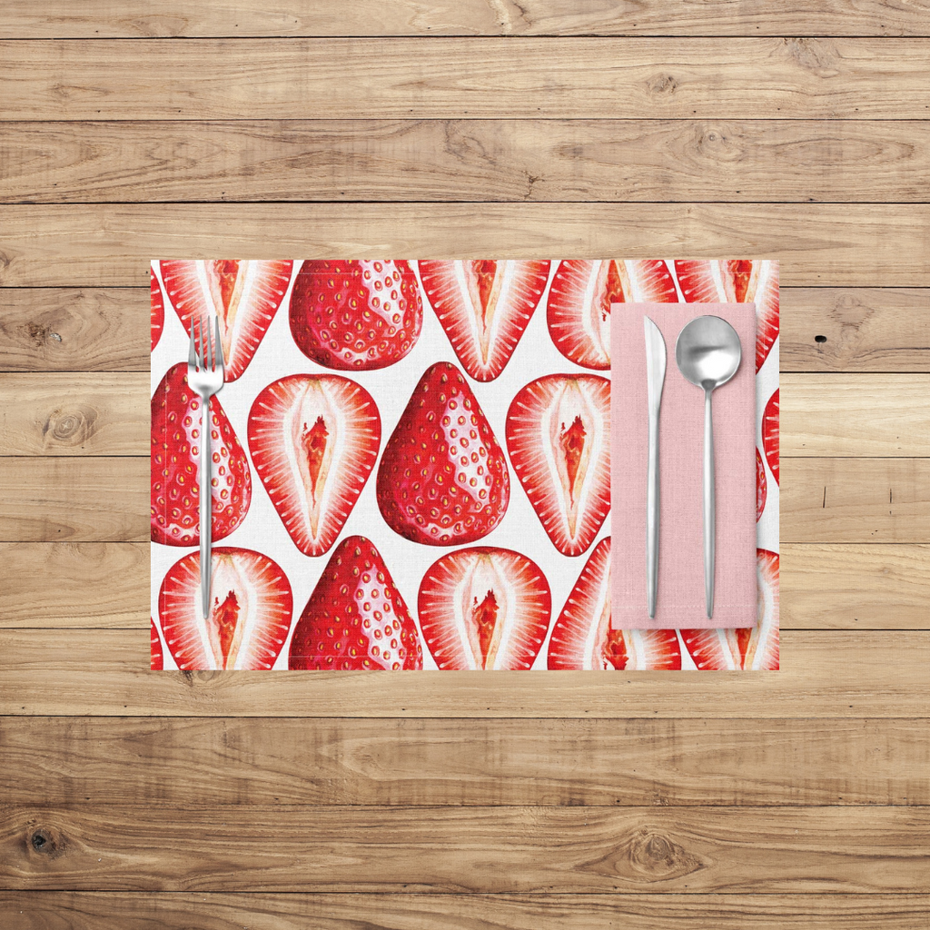 Strawberries Placemats Coral Designs