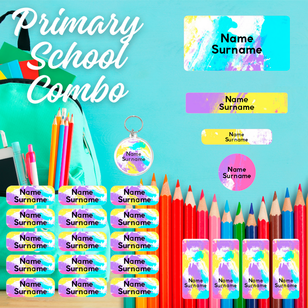 Primary School Stationery Label Combos - Coral Designs