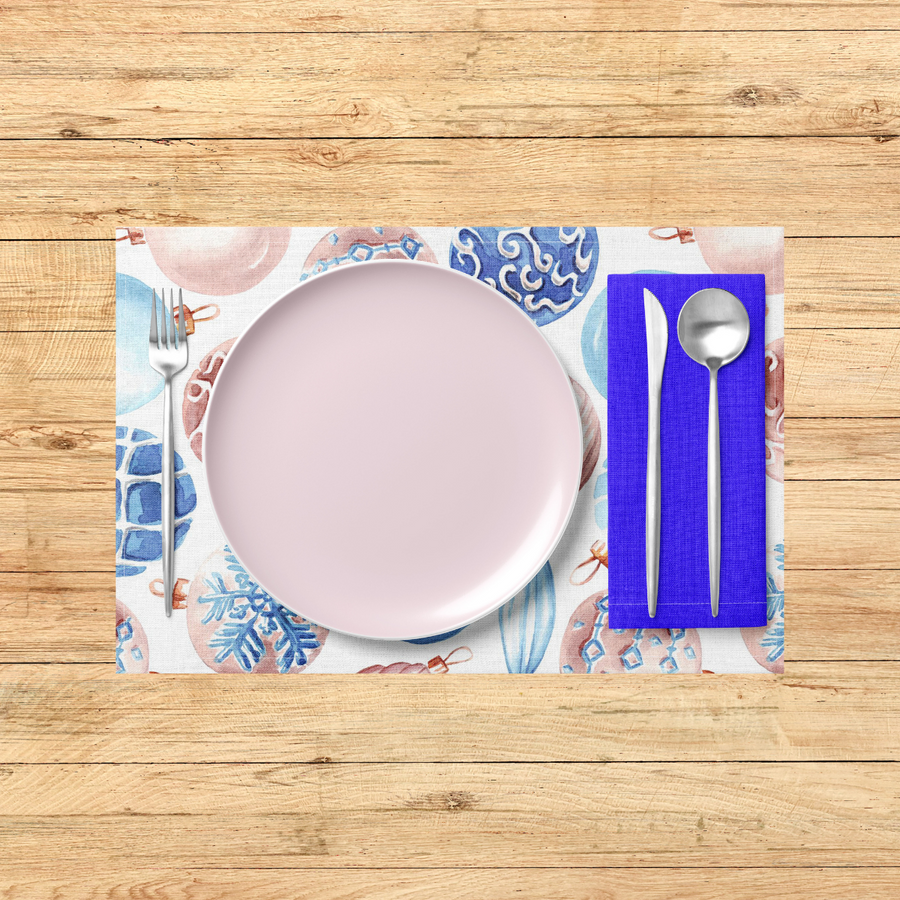 Blue Christmas Balls PVC Placemats