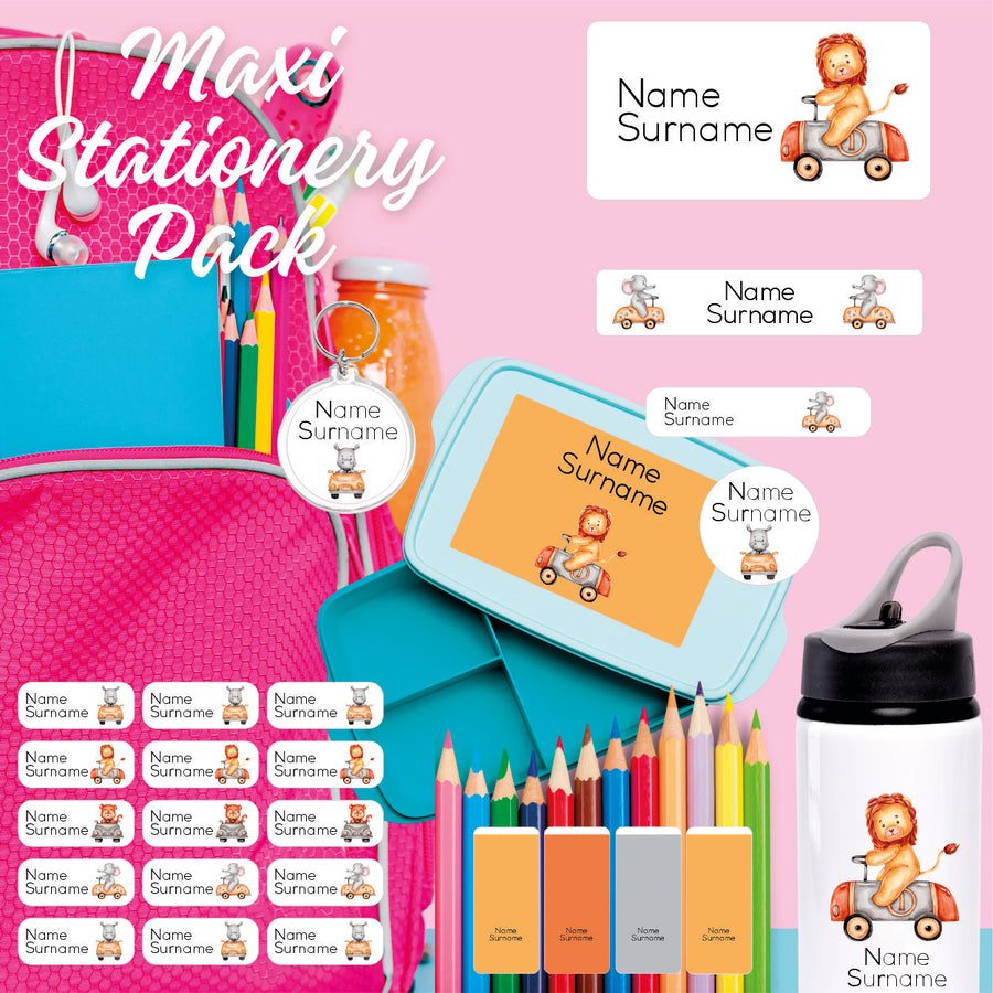 Animal Transport Maxi School Stationery Pack Coral Designs