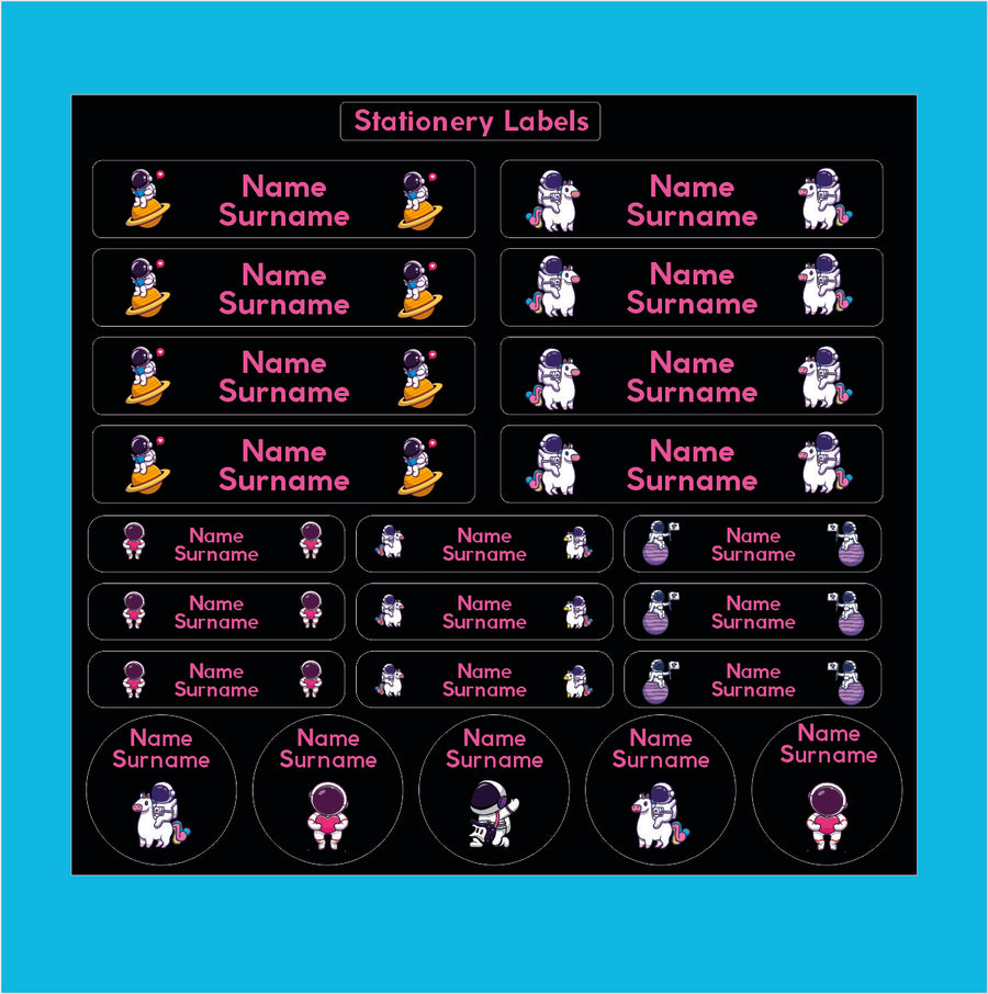 Astronaut Girls Stationery Labels