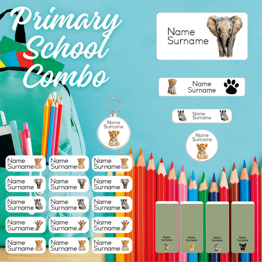 Baby Animals Primary School Label Combo