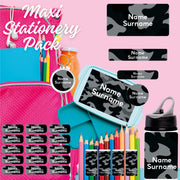 Black Camo Maxi School Stationery Pack Coral Designs