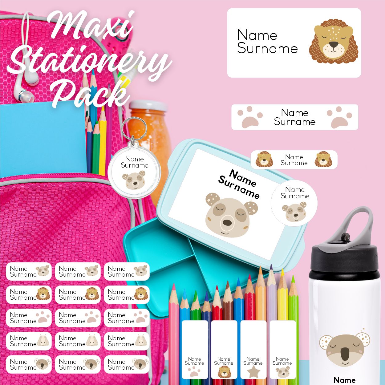 Boho Maxi School Stationery Pack Coral Designs