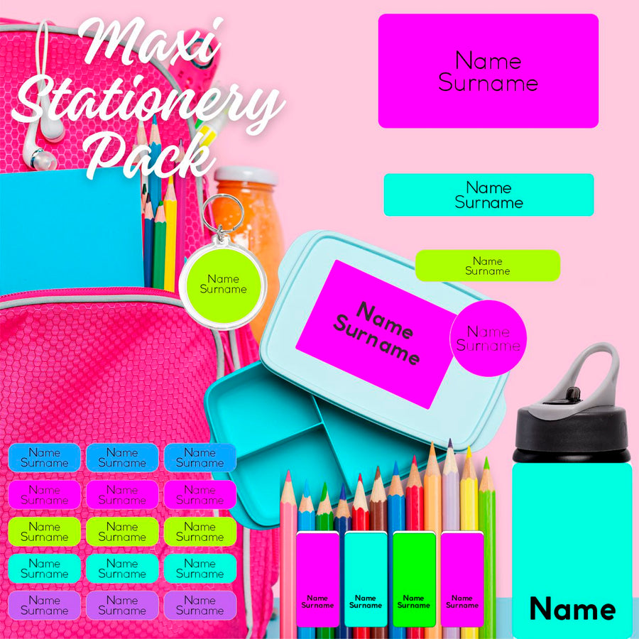 Bright Colours Maxi School Stationery Pack Coral Designs