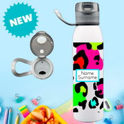 Bright Leopard Print Stainless Steel Personalised Bottle