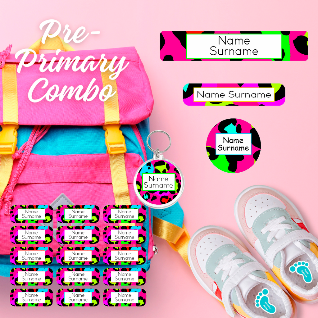Bright Leopard Print Pre-Primary Label Combo – Coral Designs