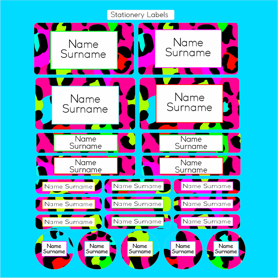 Bright Leopard Print Stationery Labels
