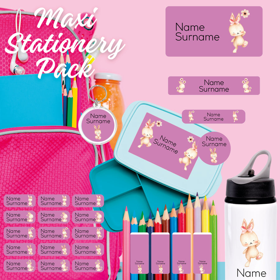 Bunnies Maxi School Stationery Pack Coral Designs