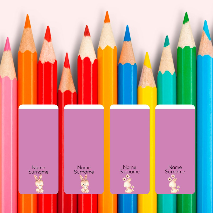 Cute Bunnies Wrap Around Pencil Labels
