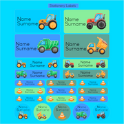 Construction Vehicles Primary School Label Combo
