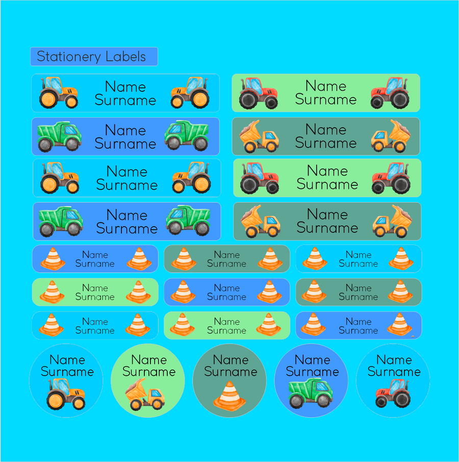 Coral Designs Pre-Primary Label Combo with personalised waterproof name labels 