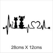 Cat and Dog Heartbeat Car Sticker
