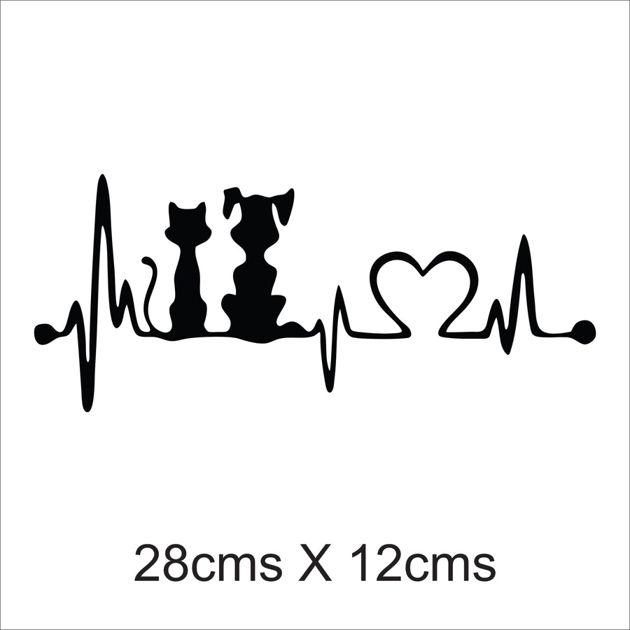 Cat and Dog Heartbeat Car Sticker