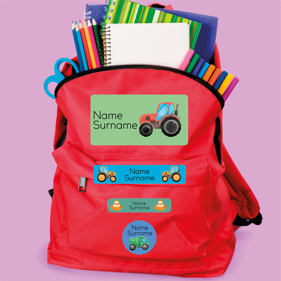 Construction Vehicles Stationery Labels