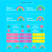 Rainbow and Flowers Primary School Label Combo