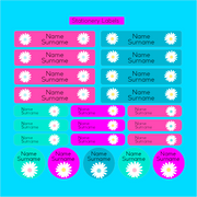 Coral Designs Pre-Primary Label Combo with personalised waterproof name labels 