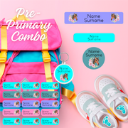 Coral Designs Pre-Primary Label Combo with personalised waterproof name labels 