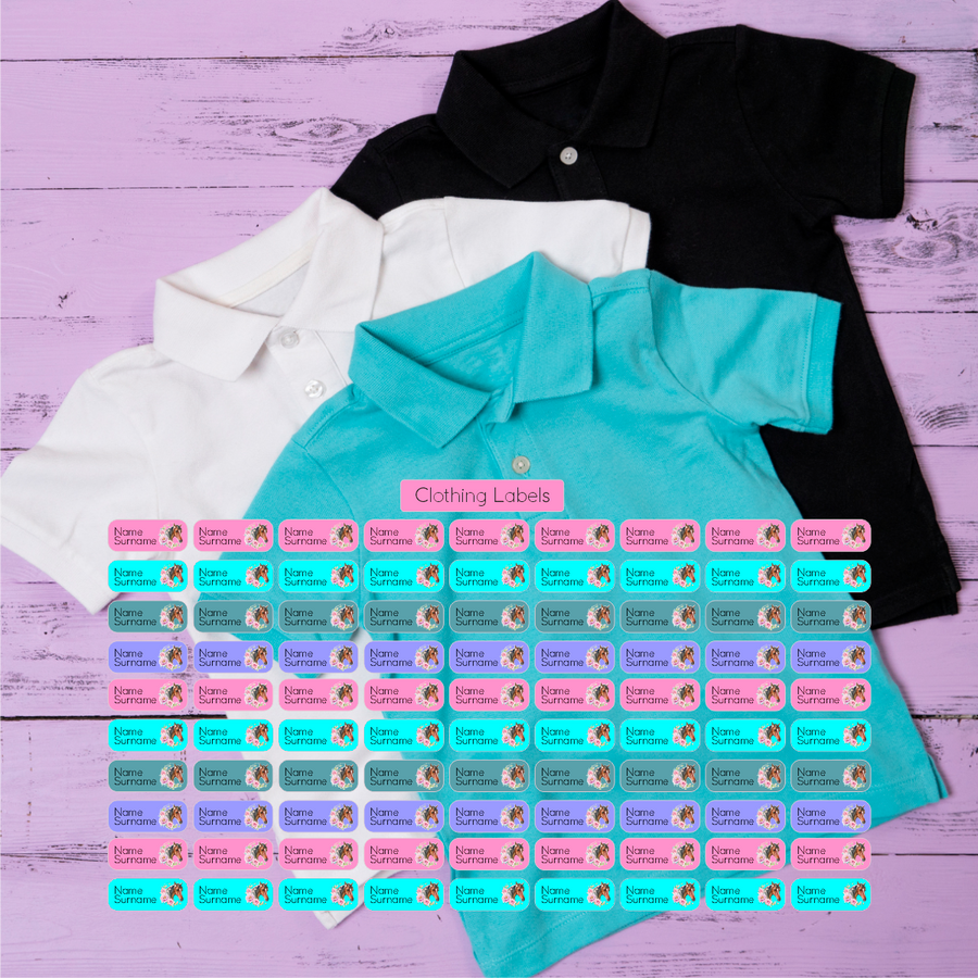 Flower Horse DTF Clothing Labels