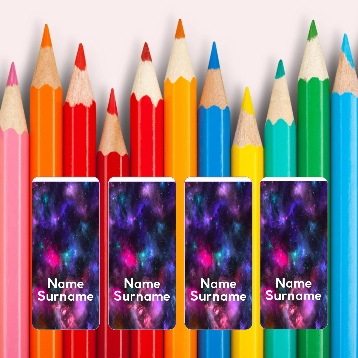 Galaxy Wrap Around Pencil Labels – Coral Designs