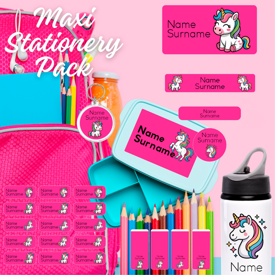 Happy Unicorn Maxi School Stationery Pack Coral Designs