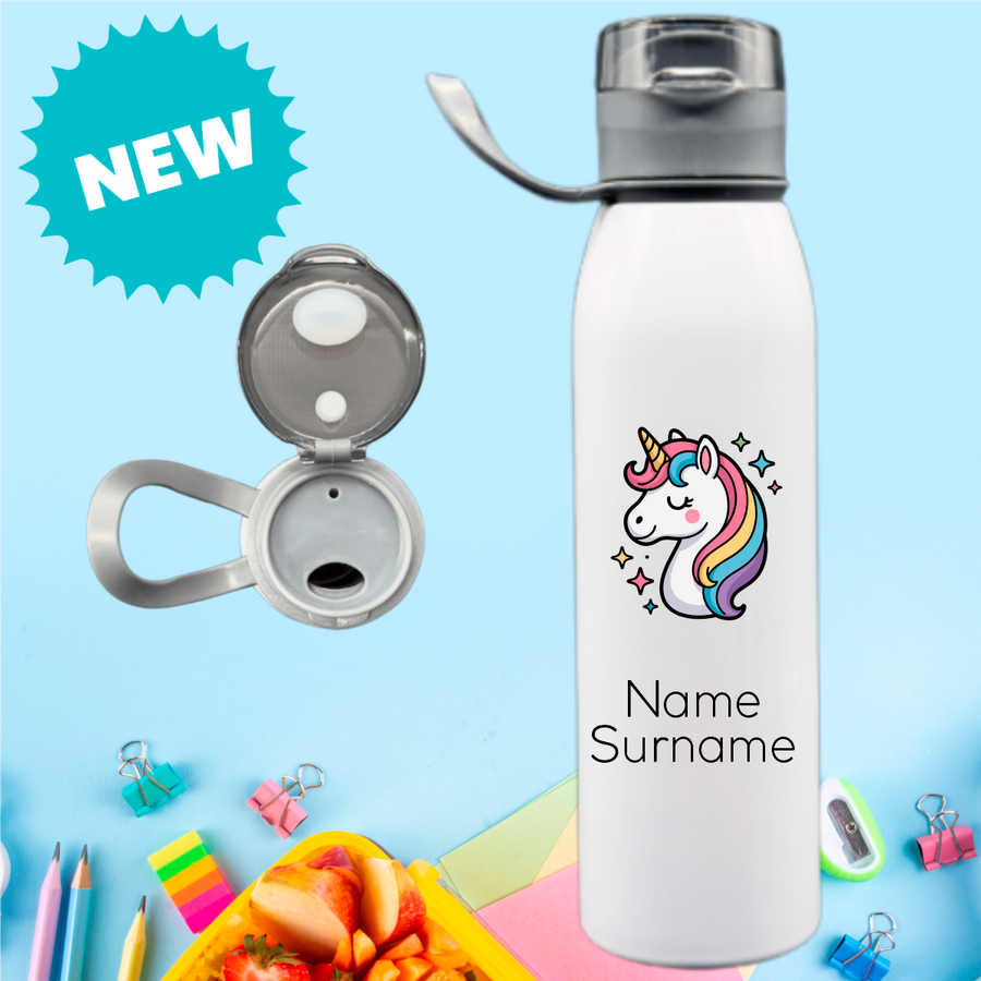 Happy Unicorn Stainless Steel Personalised Bottle