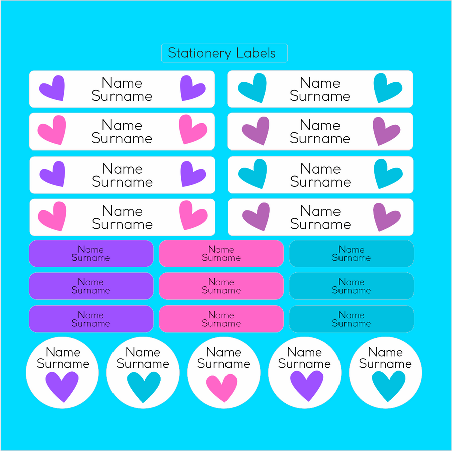 Hearts Stationery Label Maxi Combo