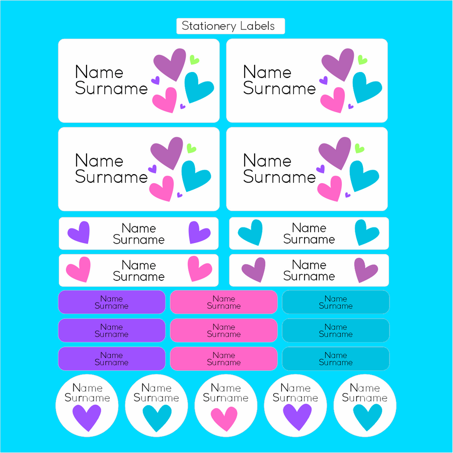 Hearts Stationery Label Maxi Combo
