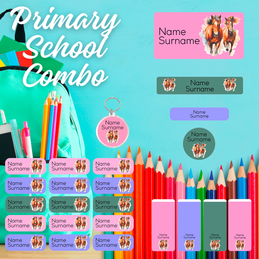 Horses Primary School Label Combo