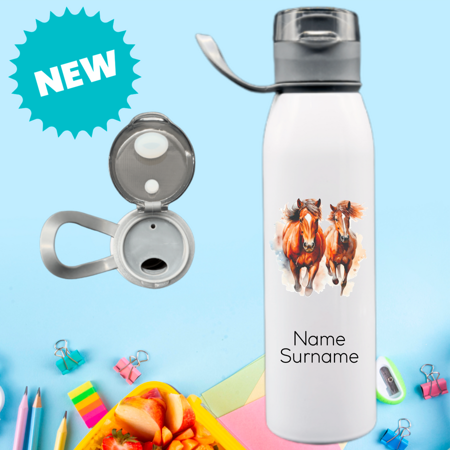 Horses Stainless Steel Personalised Bottle