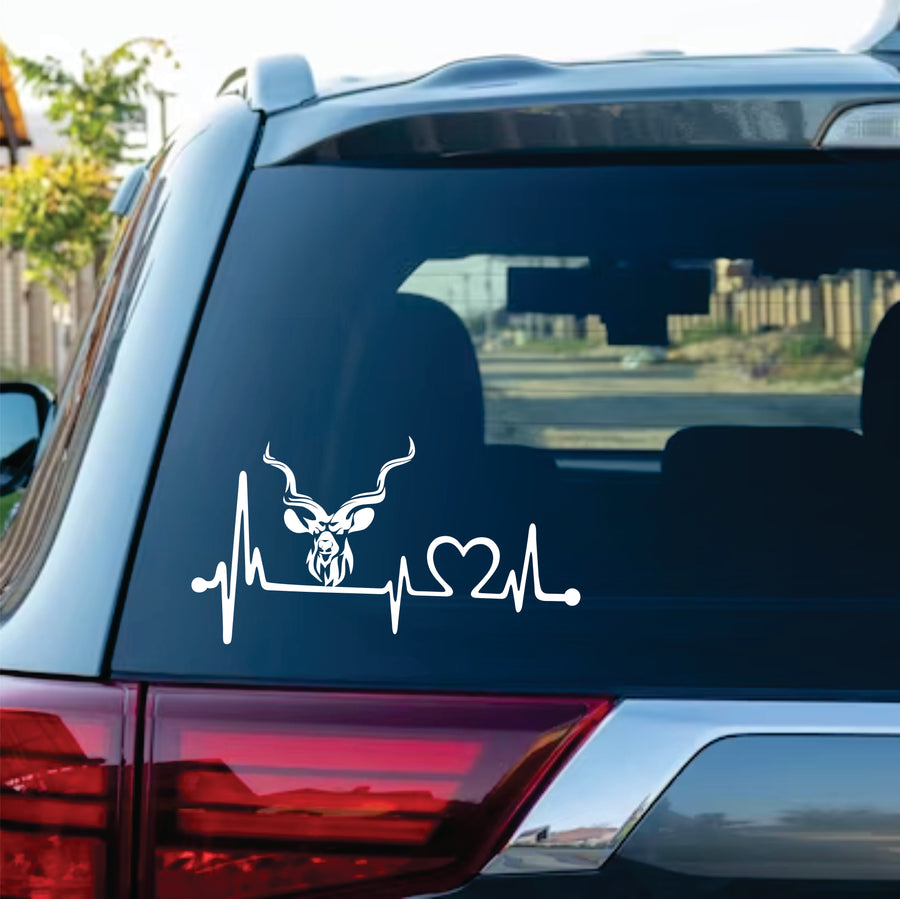 Kudu Head Heartbeat Car Sticker