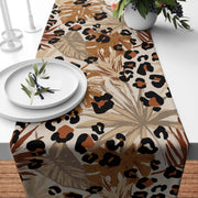 Leopard Print and Leaves Runner