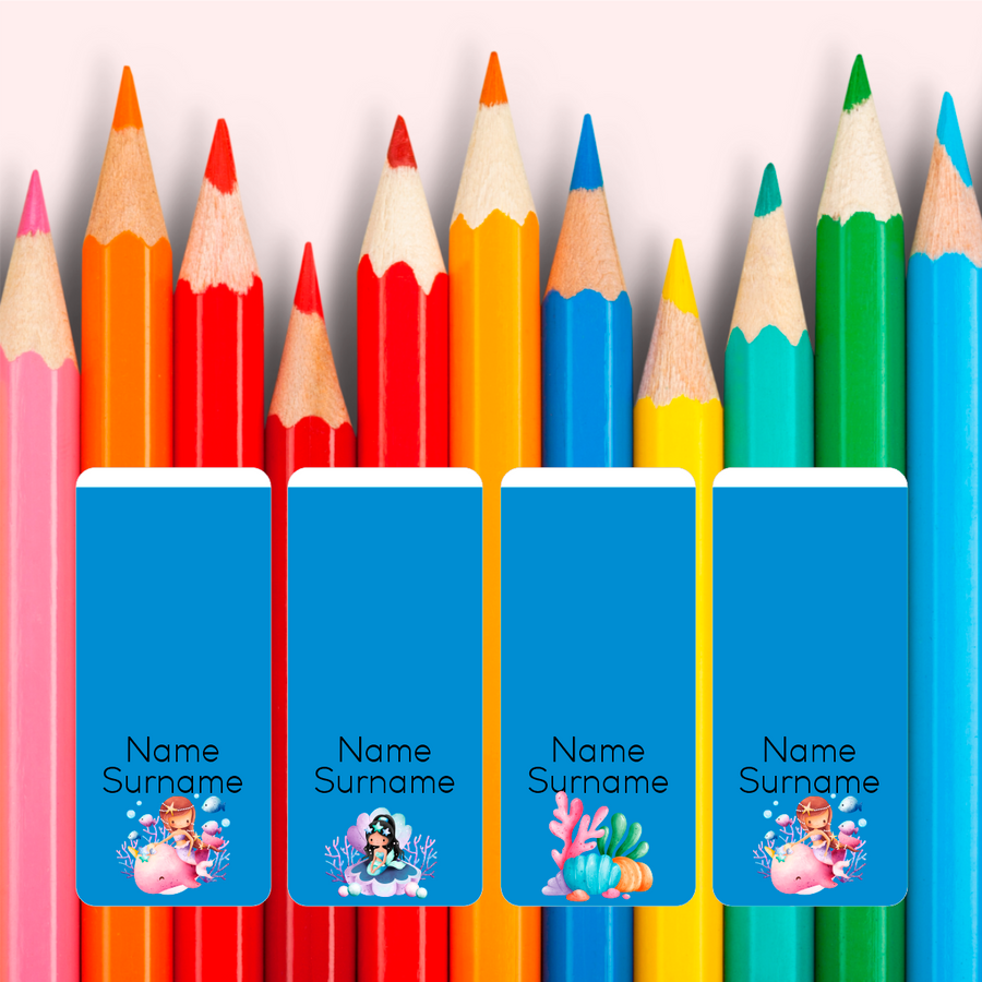 Mermaids Wrap Around Pencil Labels