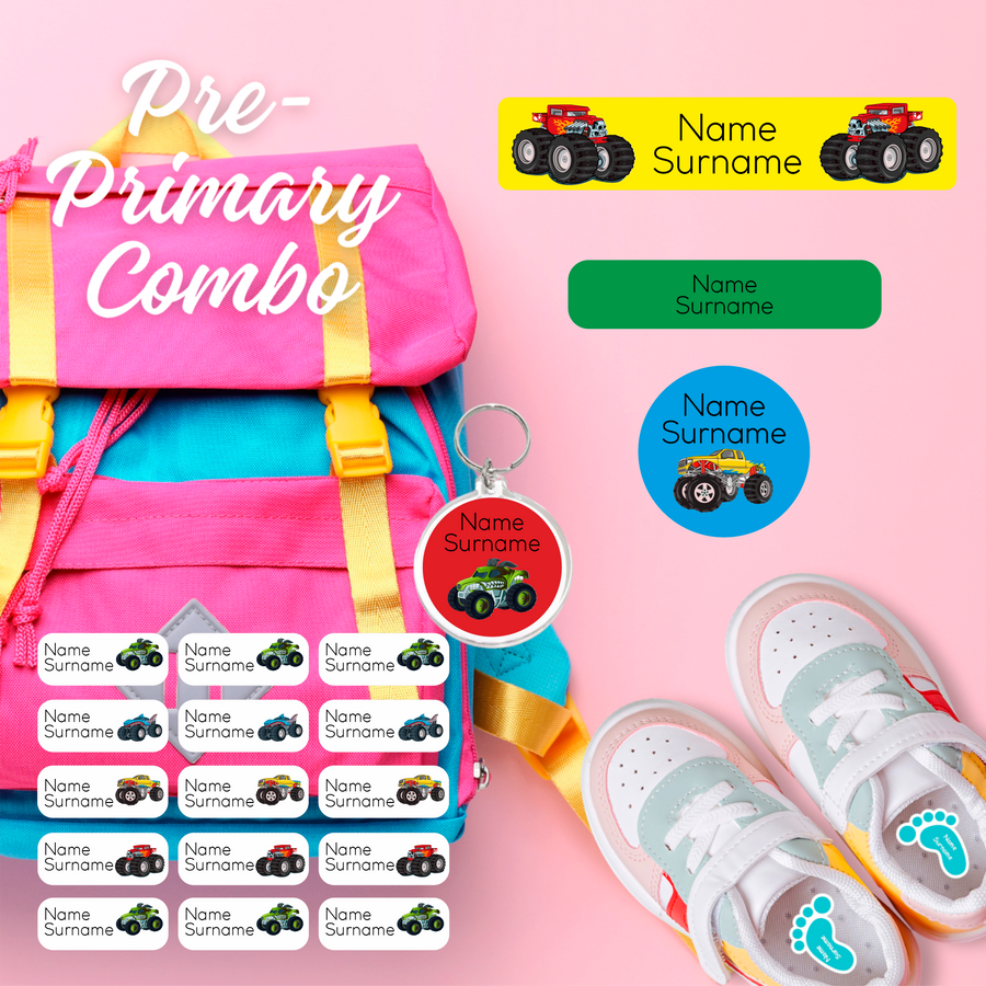 Monster Trucks - Boys Pre-Primary Label Combo