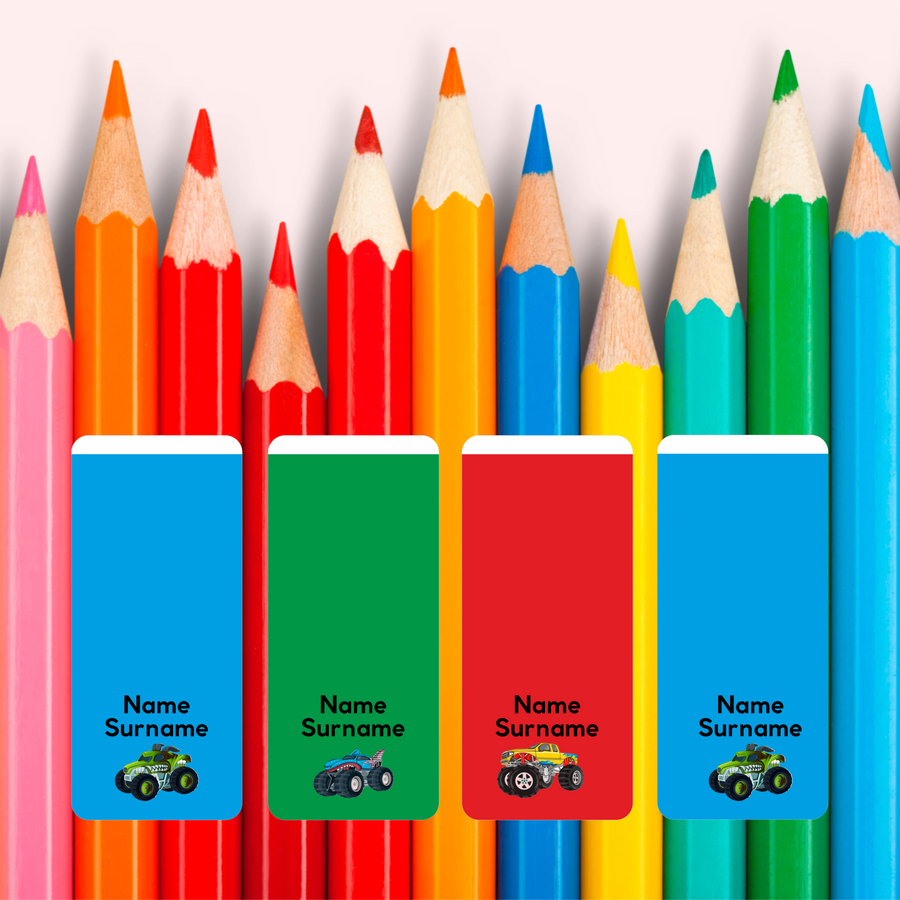 Monster Truck Wrap Around Pencil Labels