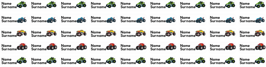 Monster Truck Clothing Labels
