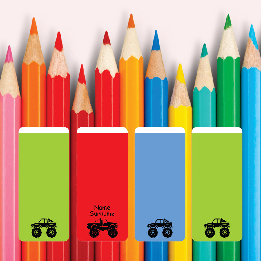 Monster Truck Wrap Around Pencil Labels