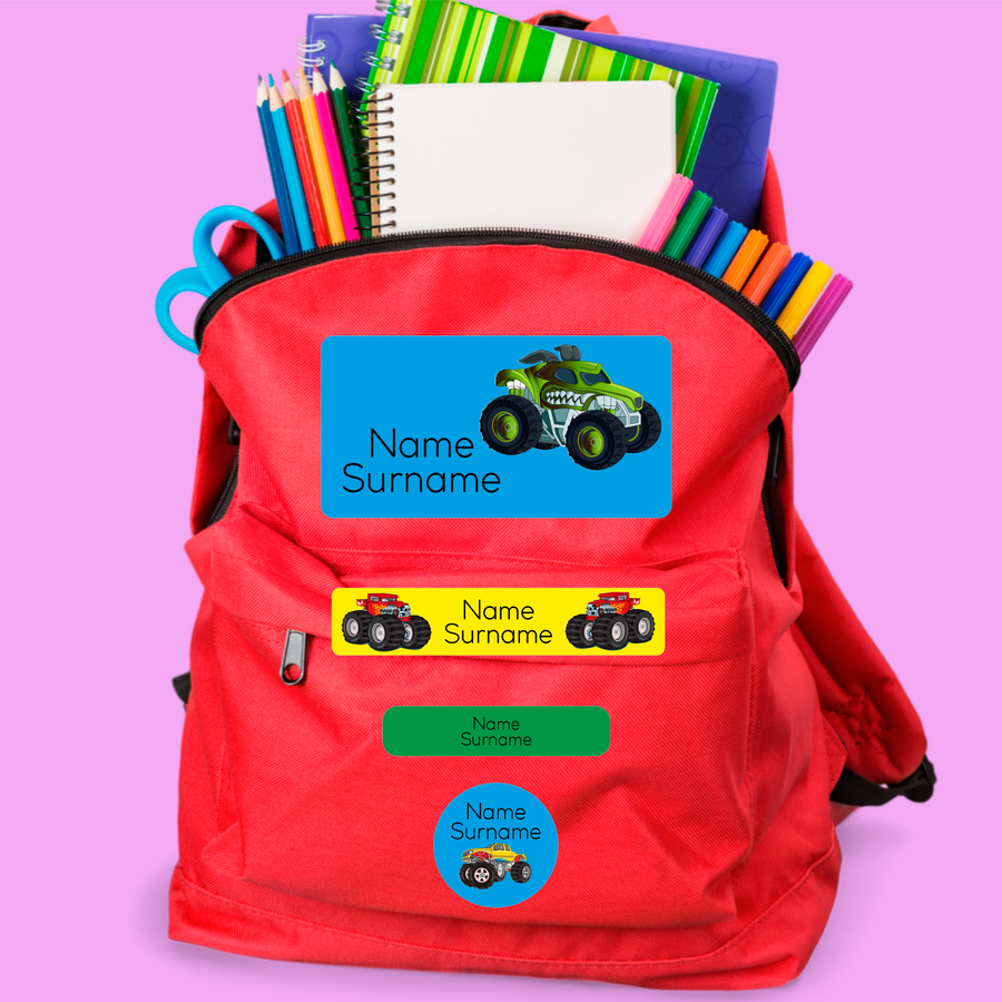 Monster Trucks - Boys Stationery Labels