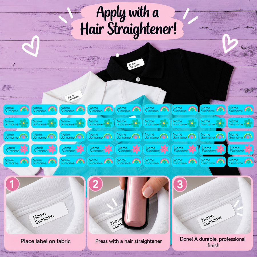 Rainbow and Flowers Clothing Labels