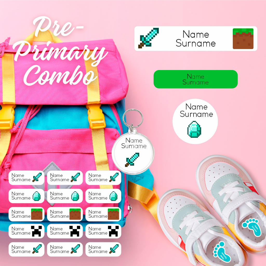 Pixel Games Pre-Primary Label Combo – Coral Designs